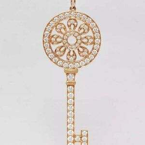 Tiffany & Co. 18k Yellow Gold and Diamond Tiffany Petals Key Pendant Necklace
